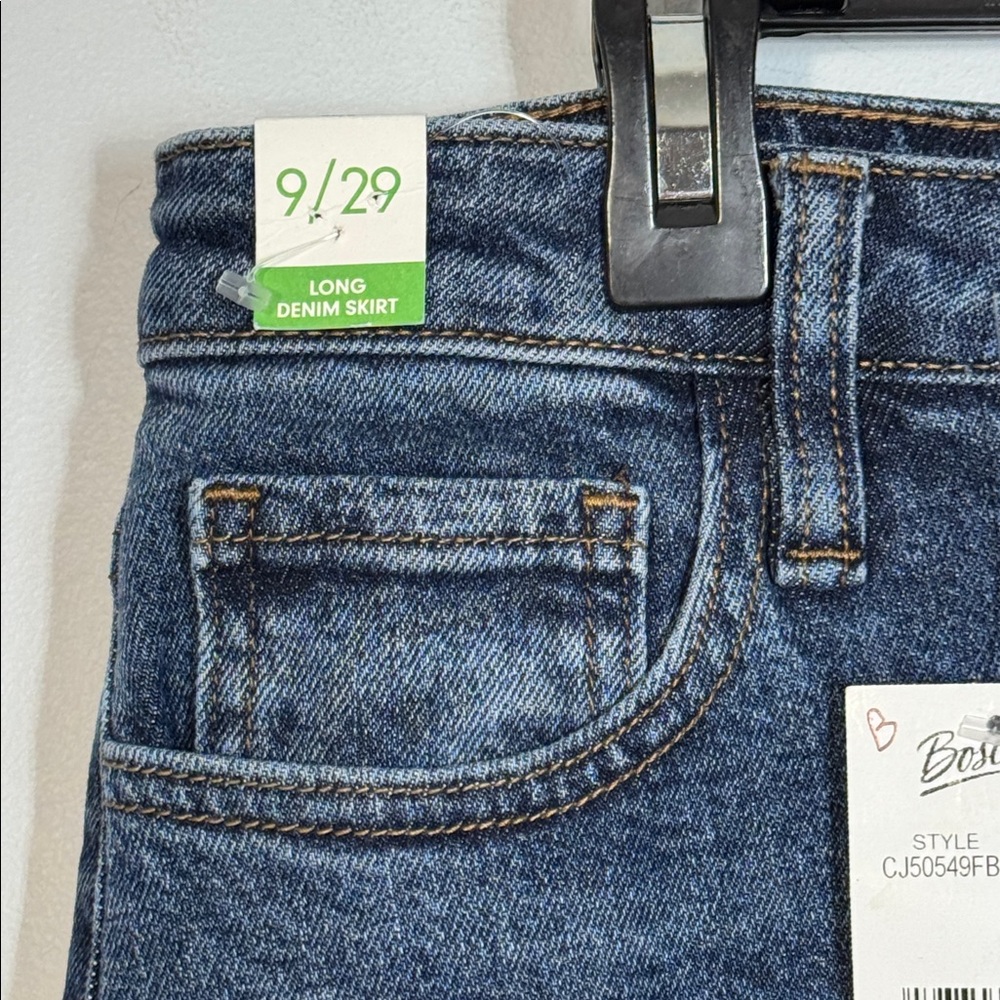 Celebrity Pink Skirt Blue Medium Wash Denim Maxi w/ High Front Slit in Sz 9 NWT - Picture 7 of 14